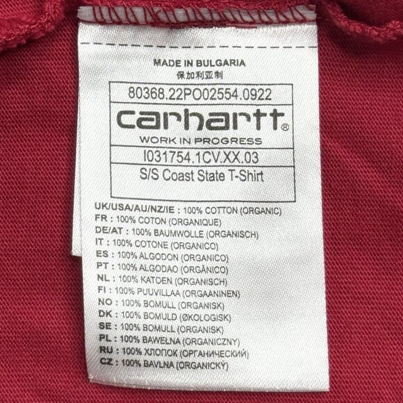 Carhartt Wip Men’s XXL S/S Coast State T-Shirt Arcade Red 1031754-12 Streetwear - Picture 6 of 8